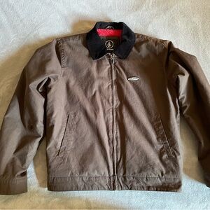 Volcom Voider Lined Dark Brown Work Jacket with Black Collar